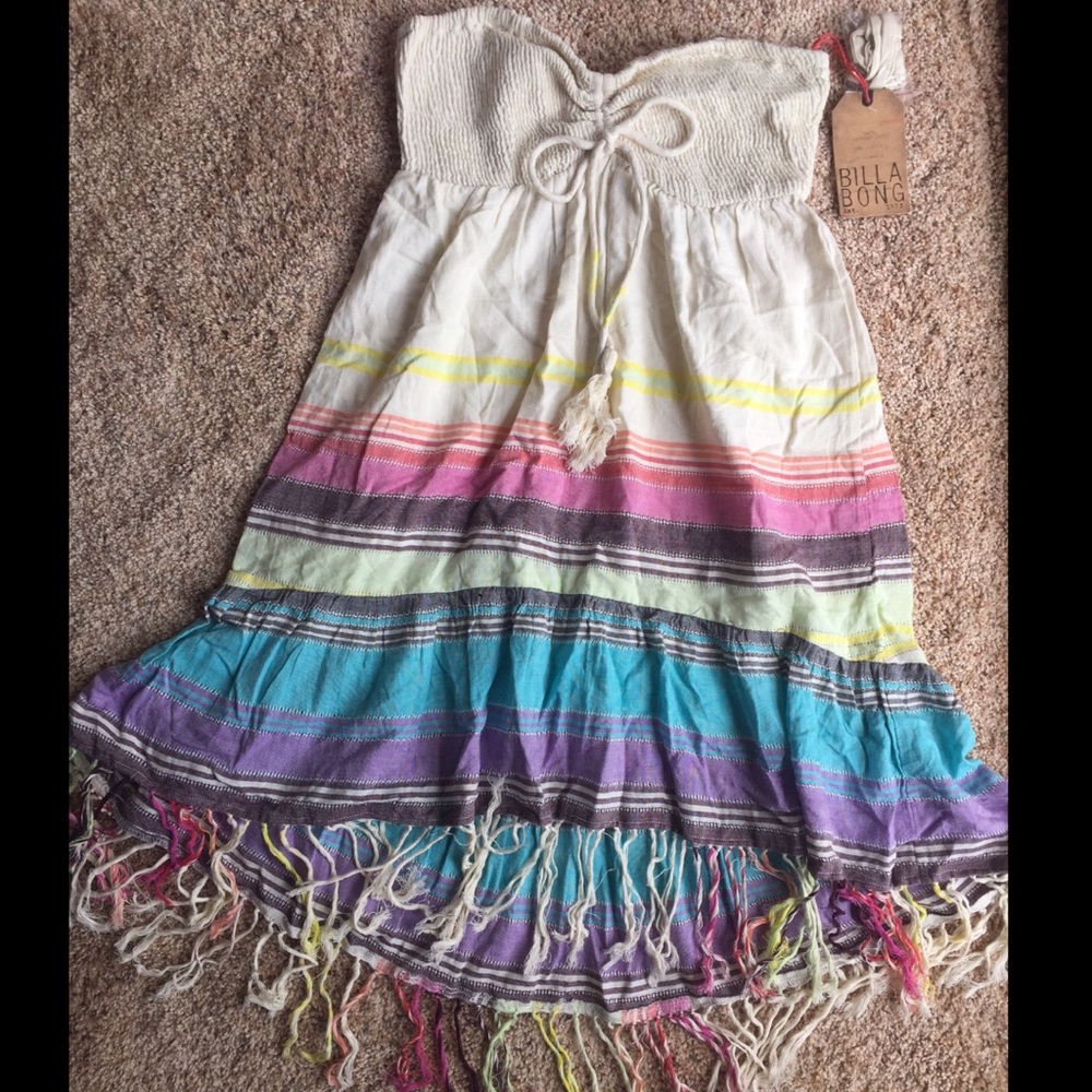 Billabong Multi Color Strapless Boho Dress